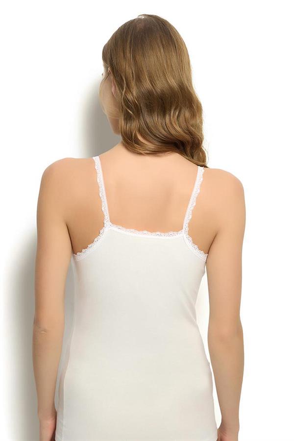 Kadın Ekru Modal Pamuklu İp Askılı Atlet 614