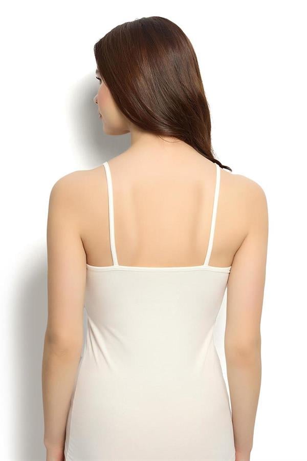 Kadın Ekru Modal Pamuklu İp Askılı Atlet 615