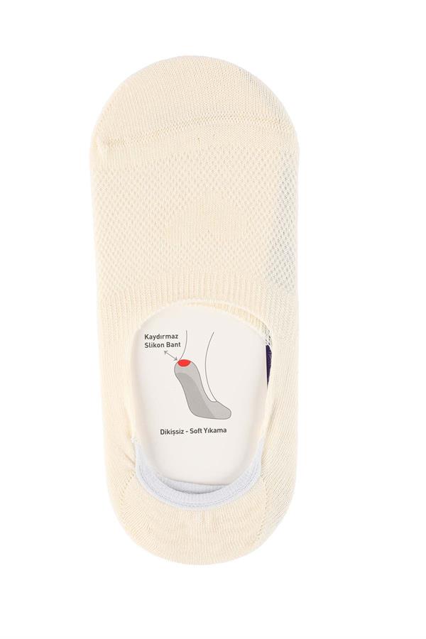 Kadın Ekru Pamuklu  Babet Çorap 7301