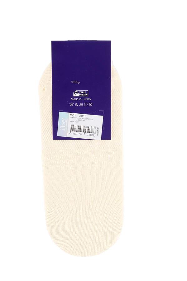Kadın Ekru Pamuklu  Babet Çorap 7301