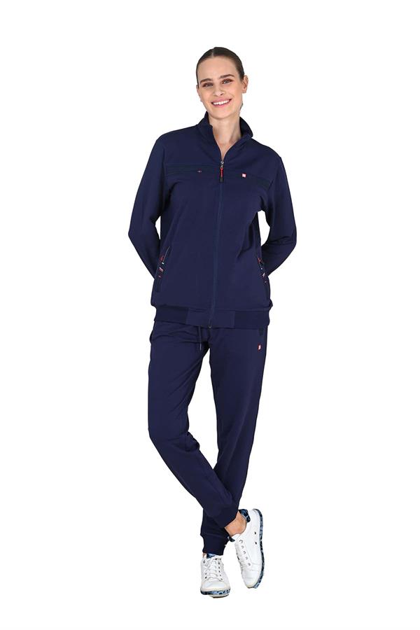 Kadın Fermuarlı İki İplik Lacivert Eşofman Takımı 10223