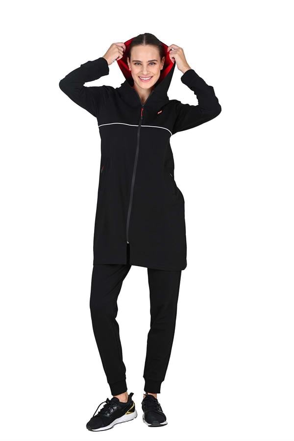 Kadın Fermuarlı Kapşonlu Tunik 10219 SİYAH  JBR10219.00001