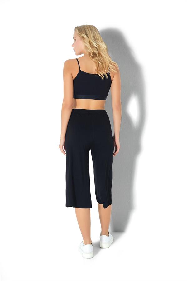 Kadın Geniş Paçalı Viskon Kapri 2717 Siyah  JBR2717.000001