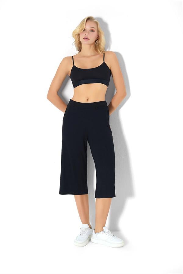 Kadın Geniş Paçalı Viskon Kapri 2717 Siyah  JBR2717.000001