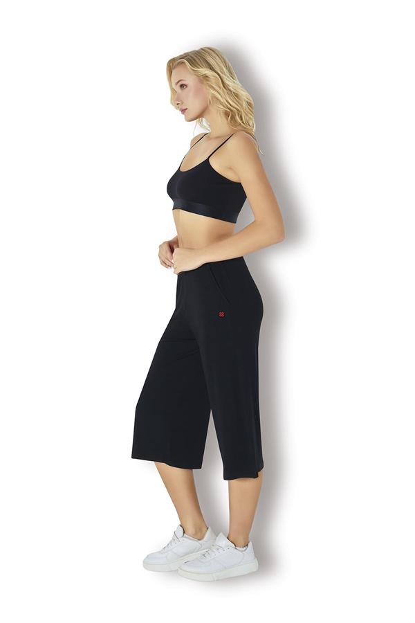 Kadın Geniş Paçalı Viskon Kapri 2717 Siyah  JBR2717.000001