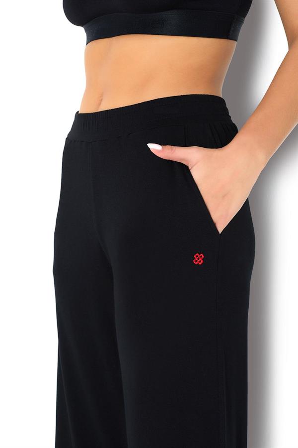 Kadın Geniş Paçalı Viskon Kapri 2717 Siyah  JBR2717.000001