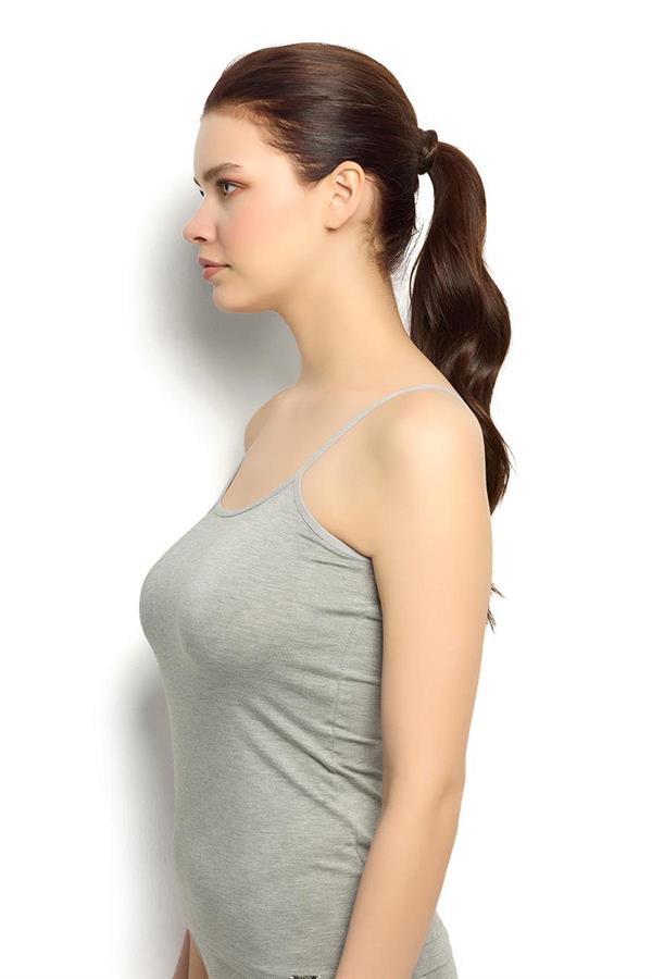 Kadın Bambu İp Askılı Atlet Gri  JBR668.0000001