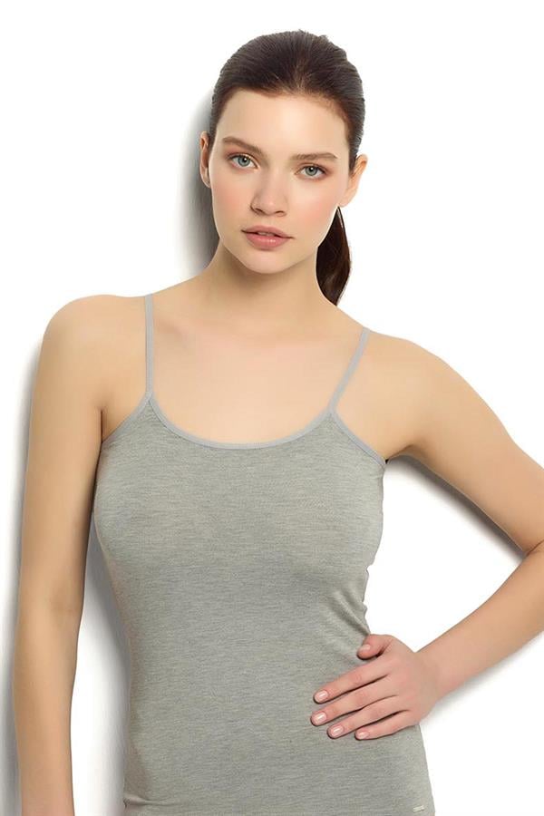 Kadın Bambu İp Askılı Atlet Gri  JBR668.0000001