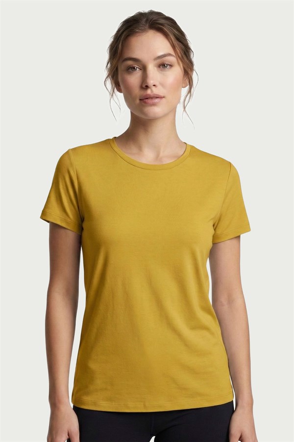 Kadın Hardal Bambu T-Shirt 500