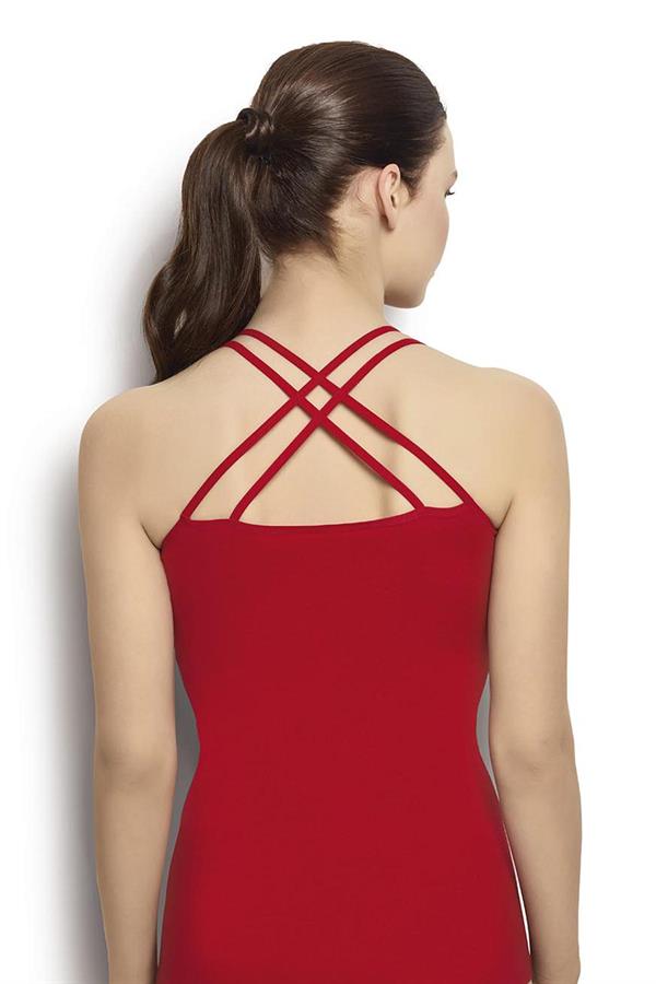 Kadın Kırmızı Pamuklu Likralı Çift İp Askılı Atlet 509