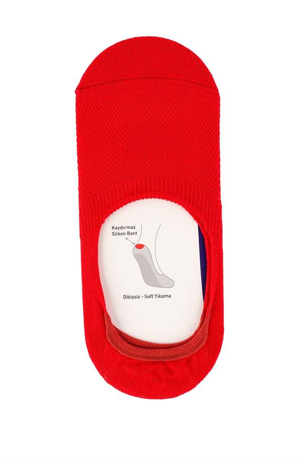 Kadın Kırmızı Pamuklu  Babet Çorap 7301