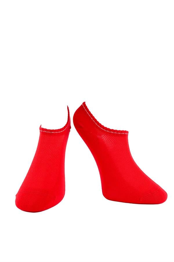 Kadın Kırmızı Pamuklu  Sneaker Çorap 7501