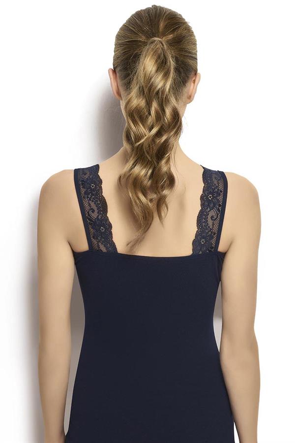 Kadın Lacivert Pamuklu Likralı Geniş Askılı Atlet 522