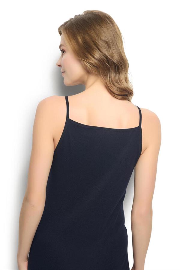 Kadın Lacivert Pamuklu İp Askılı Atlet 583