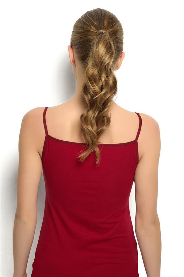 Kadın Saten Yakalı İp Askılı Atlet 626 Bordo  JBR626.0000001