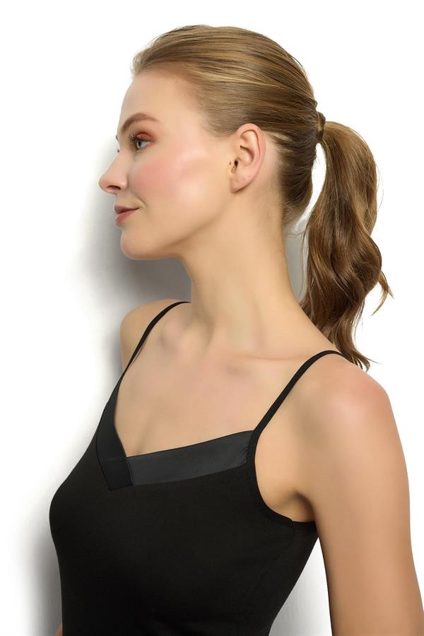 Kadın Saten Yakalı İp Askılı Atlet 626 SİYAH  JBR626.0000001