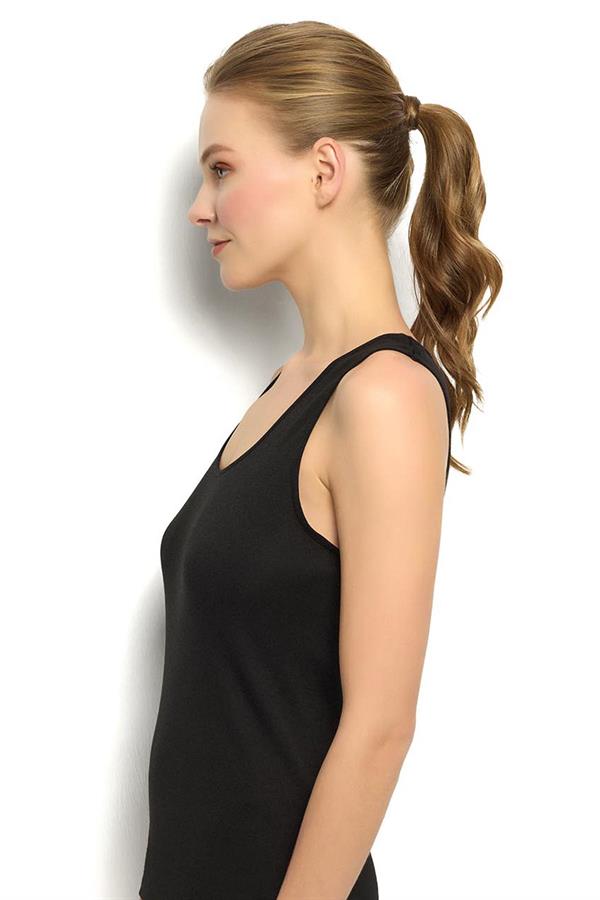 Kadın Siyah Pamuklu  Atlet 584