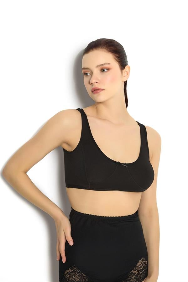 Kadın Siyah Modal Pamuklu Geniş Askılı Büstiyer 650