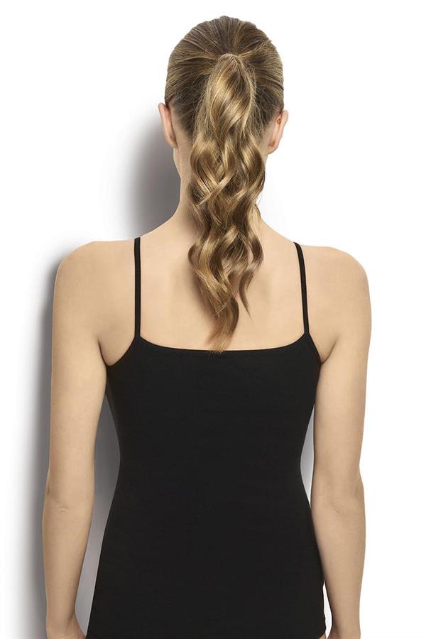 Kadın Siyah Pamuklu Likralı İp Askılı Atlet 514