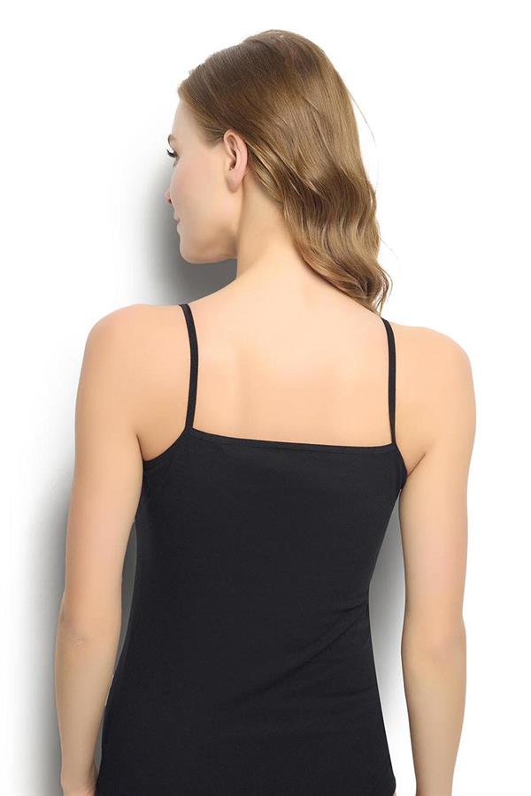 Kadın Siyah Pamuklu İp Askılı Atlet 583