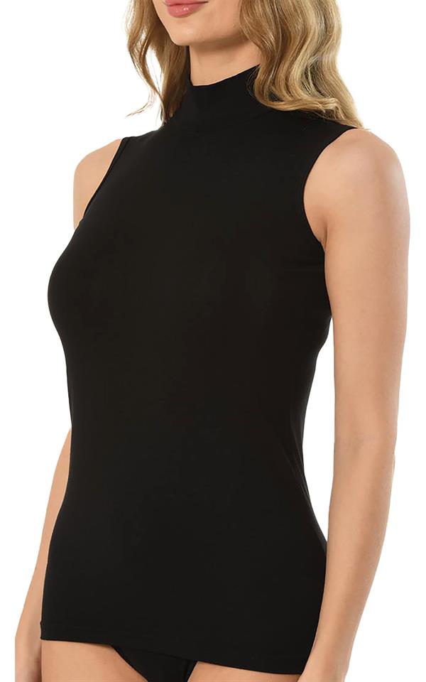 Kadın Modal Balıkçı Yaka Sıfır Kol Body 569 SİYAH  JBR569.0000001