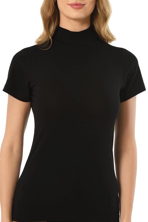 Kadın Modal Balıkçı Yaka Yarım Kol Body 562 SİYAH  JBR562.0000001