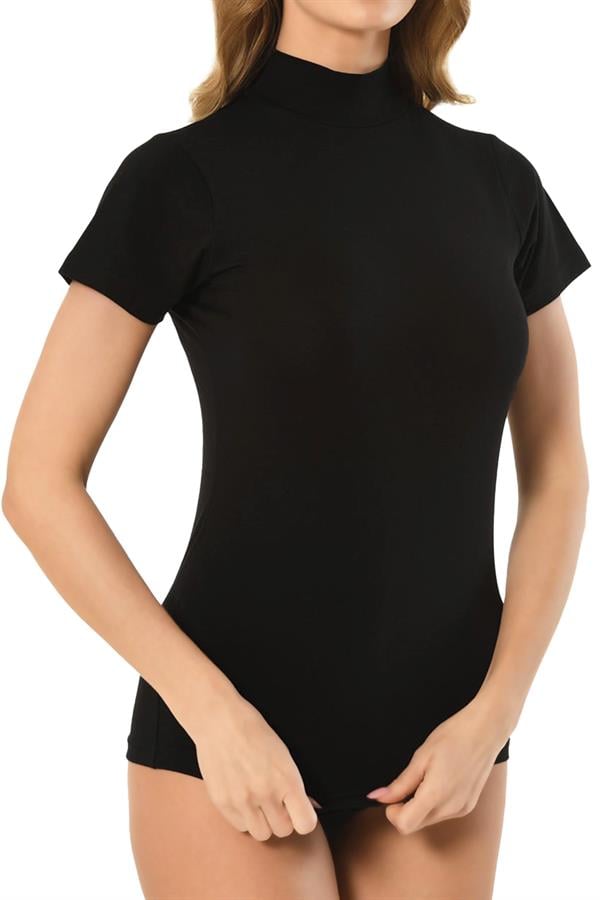 Kadın Modal Balıkçı Yaka Yarım Kol Body 562 SİYAH  JBR562.0000001