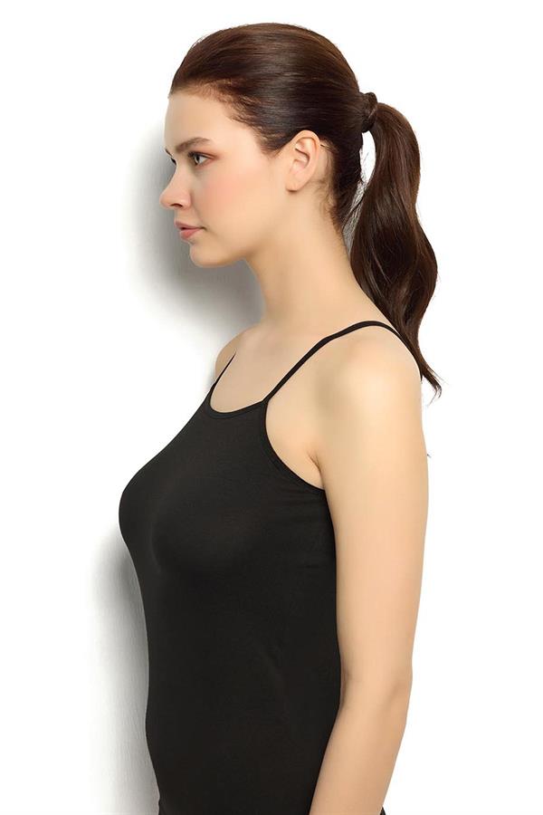 Kadın Siyah Modal Pamuklu İp Askılı Atlet 603