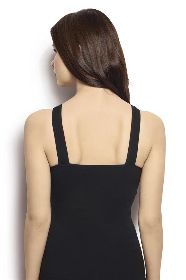 Kadın Siyah Pamuklu Likralı Sıfır Kol Atlet 523