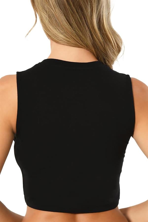 Kadın Sıfır Kol Sıfır Yaka Crop 635 SİYAH  JBR635.0000001