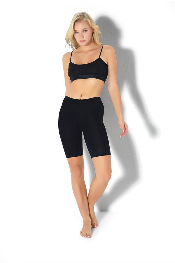 SİYAH  VİSKOZ DİZ ÜSTÜ TAYT 524