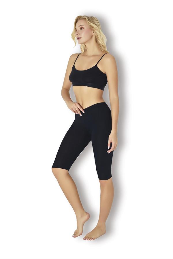 SİYAH  VİSKOZ DİZ ÜSTÜ TAYT 524