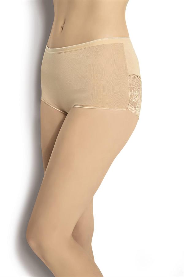 Kadın Arkası Dantelli Yüksek Bel Külot Ten  JBR692.0000001