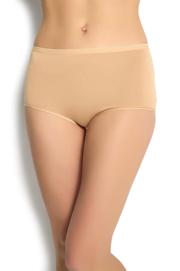 Kadın Arkası Dantelli Yüksek Bel Külot Ten  JBR692.0000001