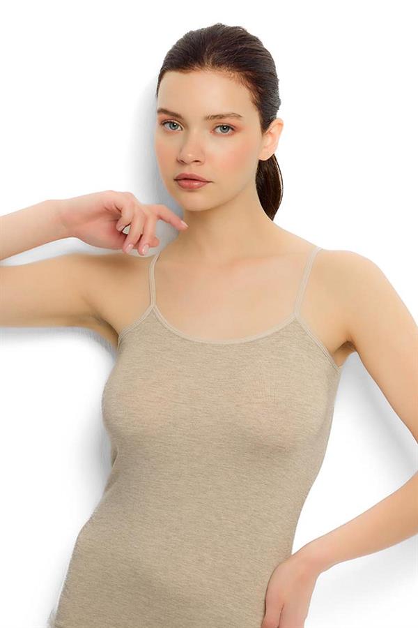 Kadın Ten Rengi Pamuklu İp Askılı Atlet 583