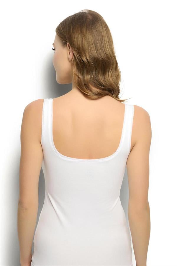 Kadın Tül Detaylı Askılı Atlet 627 Beyaz  JBR627.0000001