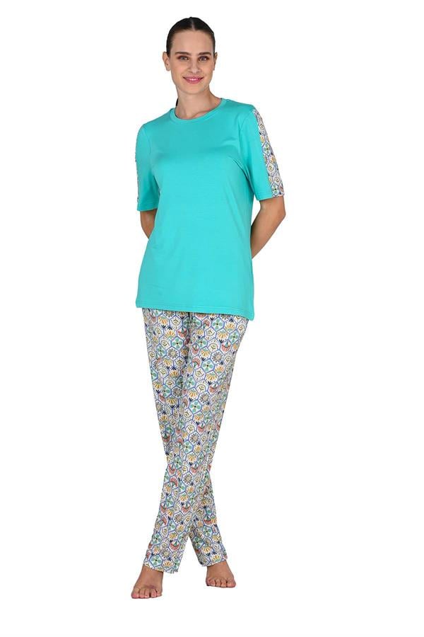 Kadın Viskoz Kısa Kol Pijama Takımı 10204 Mint Yeşili  JBR10204.00001