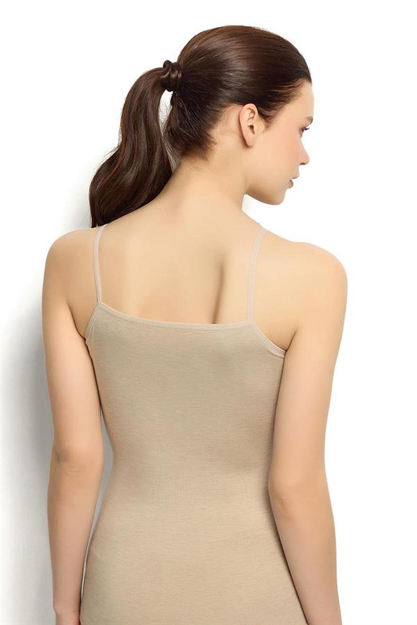 Kadın Bambu İp Askılı Atlet Vizon  JBR668.0000001