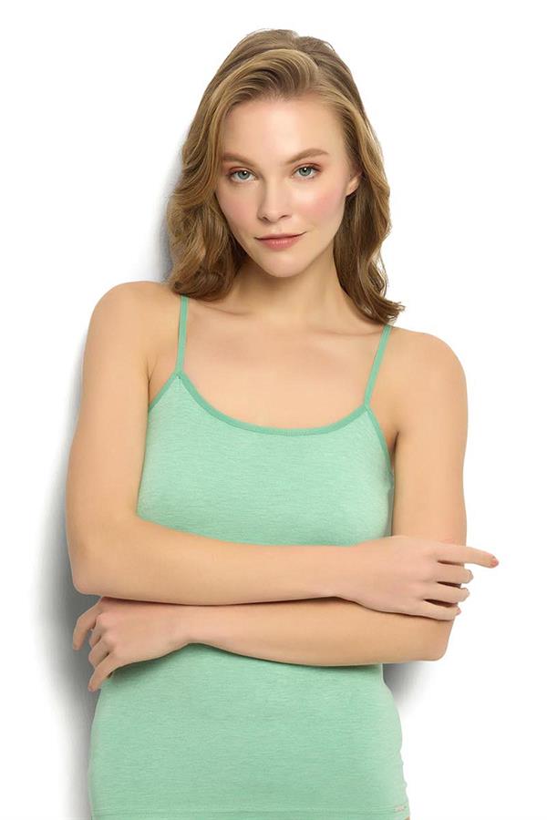 Kadın Bambu İp Askılı Atlet Yeşil  JBR668.0000001