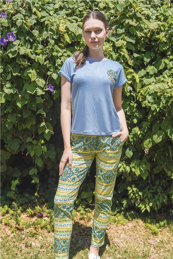 Kadın Mavi Pijama Takımı 10035