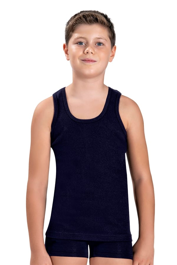 Erkek Çocuk Siyah Pamuklu 2 Li Rambo Atlet 705