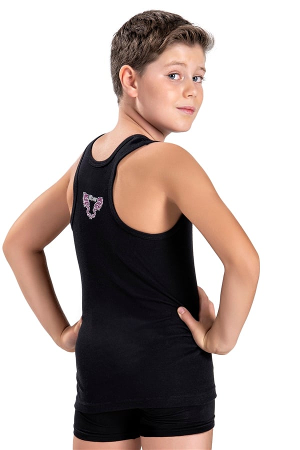 Erkek Çocuk Siyah Pamuklu 2 Li Rambo Atlet 705