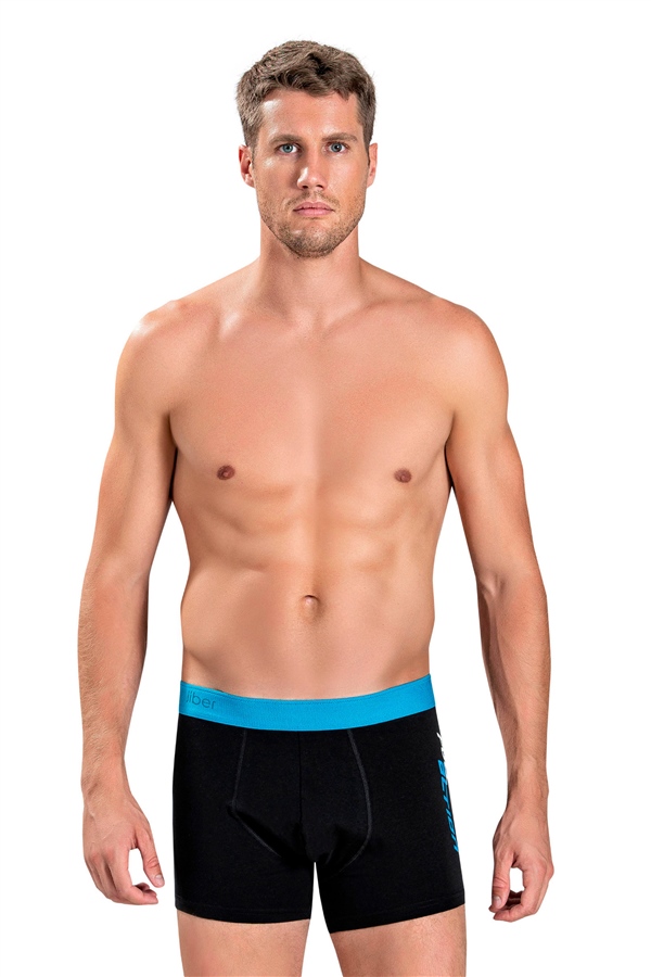 Erkek Siyah Pamuklu Likralı Boxer 141