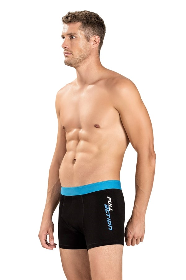 Erkek Siyah Pamuklu Likralı Boxer 141