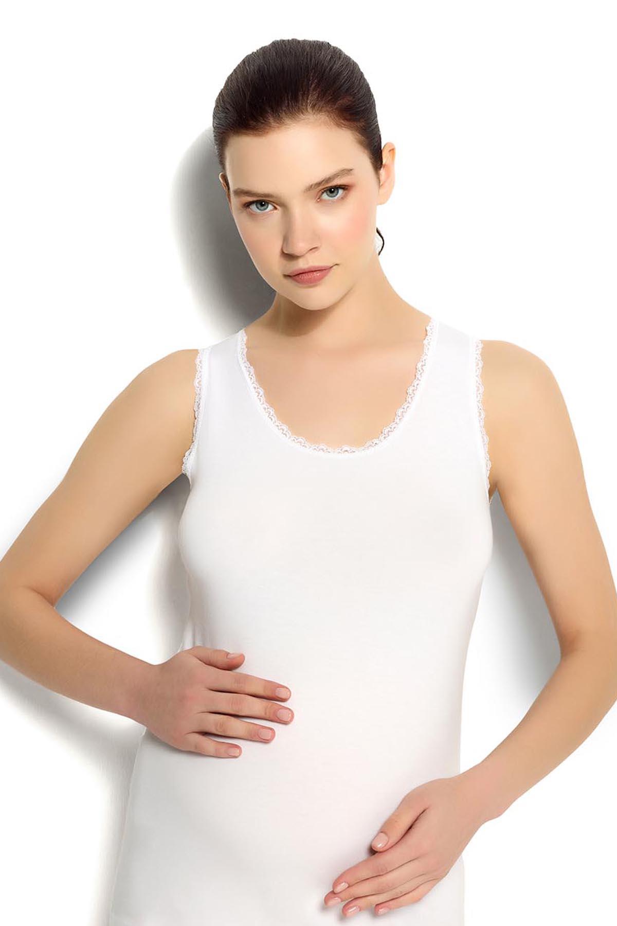 Beyaz Geniş Askılı Hamile Atleti 661