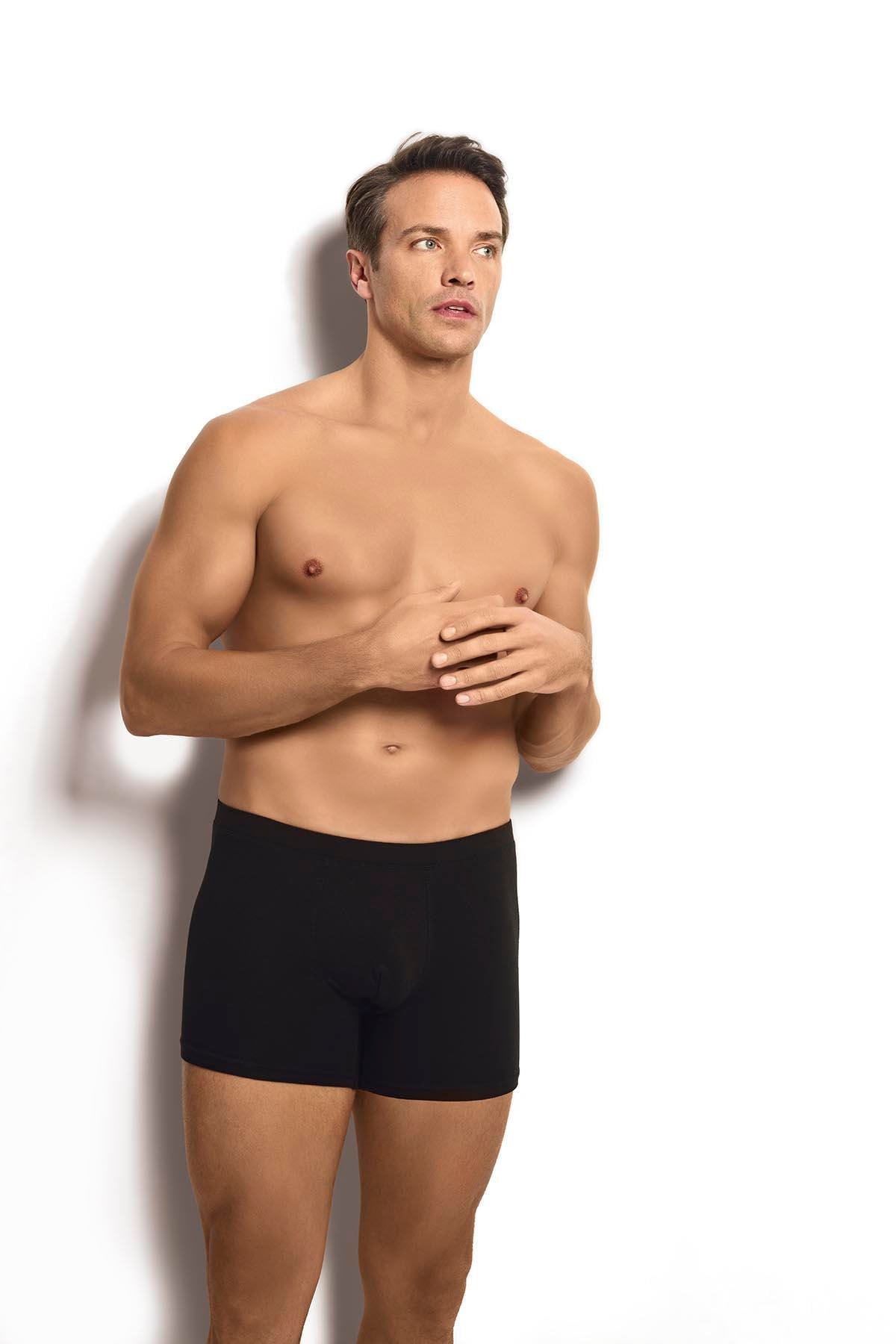 Erkek 3'lü Organik Pamuklu Siyah Boxer 246