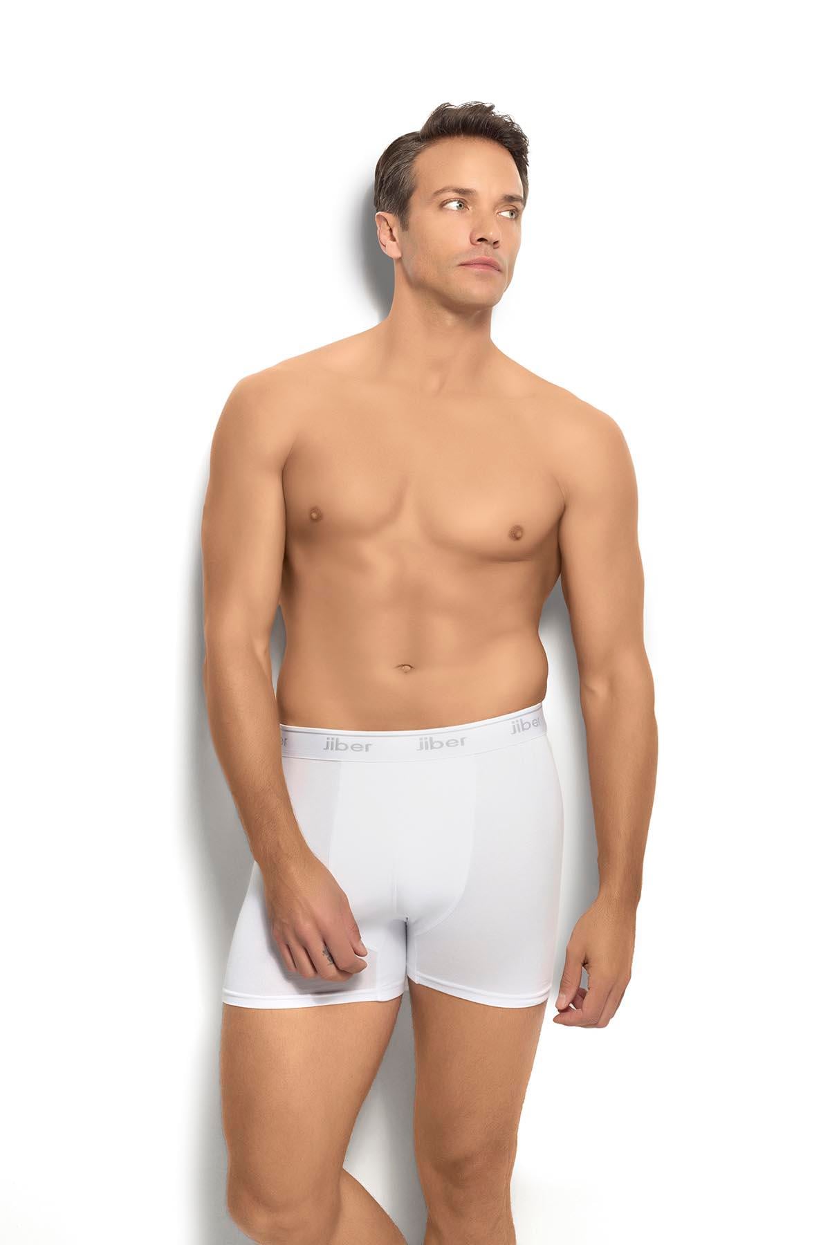 Erkek Beyaz Pamuklu Likralı 6'lı Boxer 156