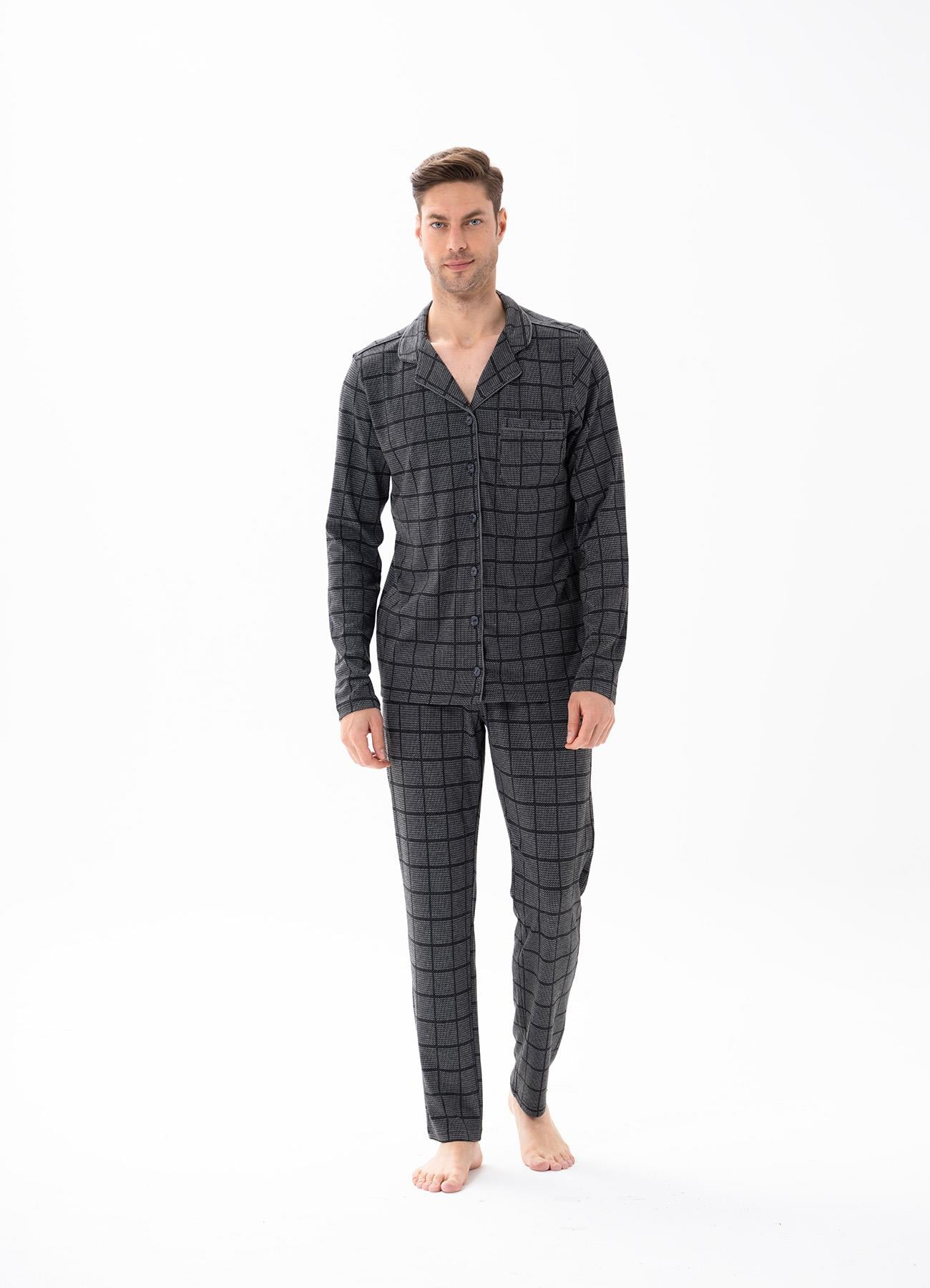 Erkek Düğmeli Pijama Takımı Füme  JBR15171.00001