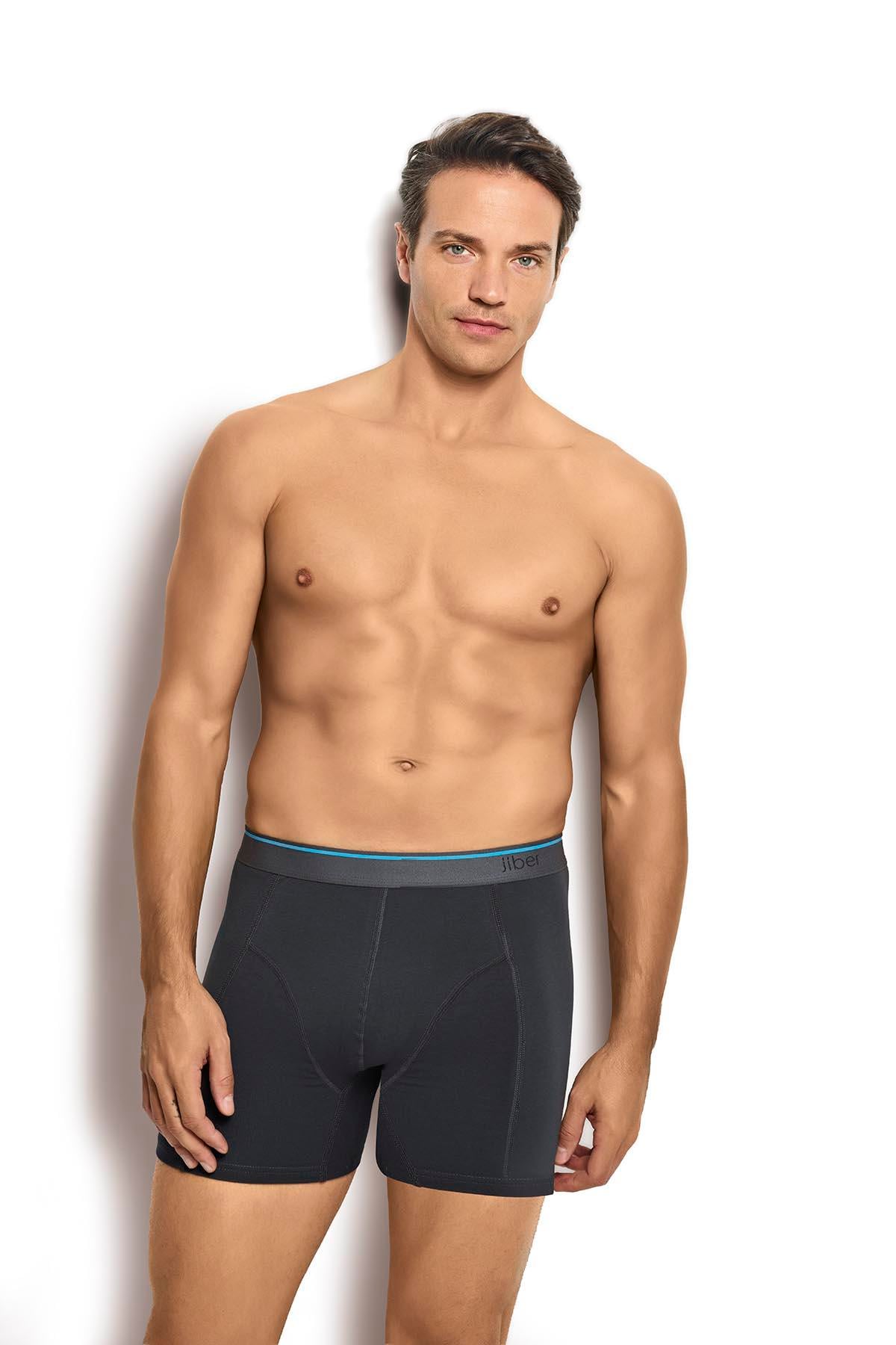 Erkek Füme Pamuklu Likralı 3'lü Boxer 267
