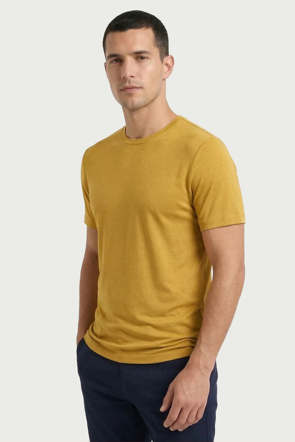 Erkek Hardal Bambu T-Shirt 334